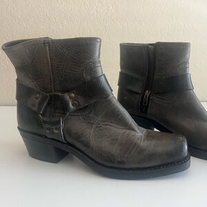 Frye ankle moto boots dark grey
